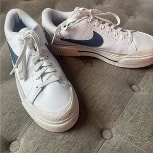 Nike Women's Court Legacy White and Navy Sneakers